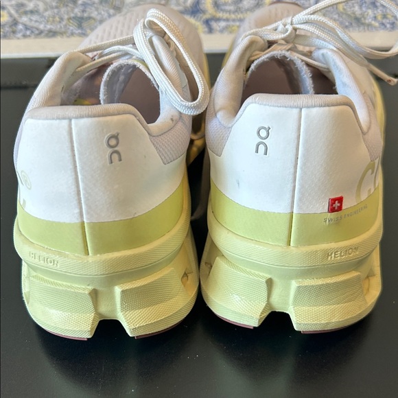 On Cloud Women's Athletic Shoes in White and Yellow - Picture 4 of 8